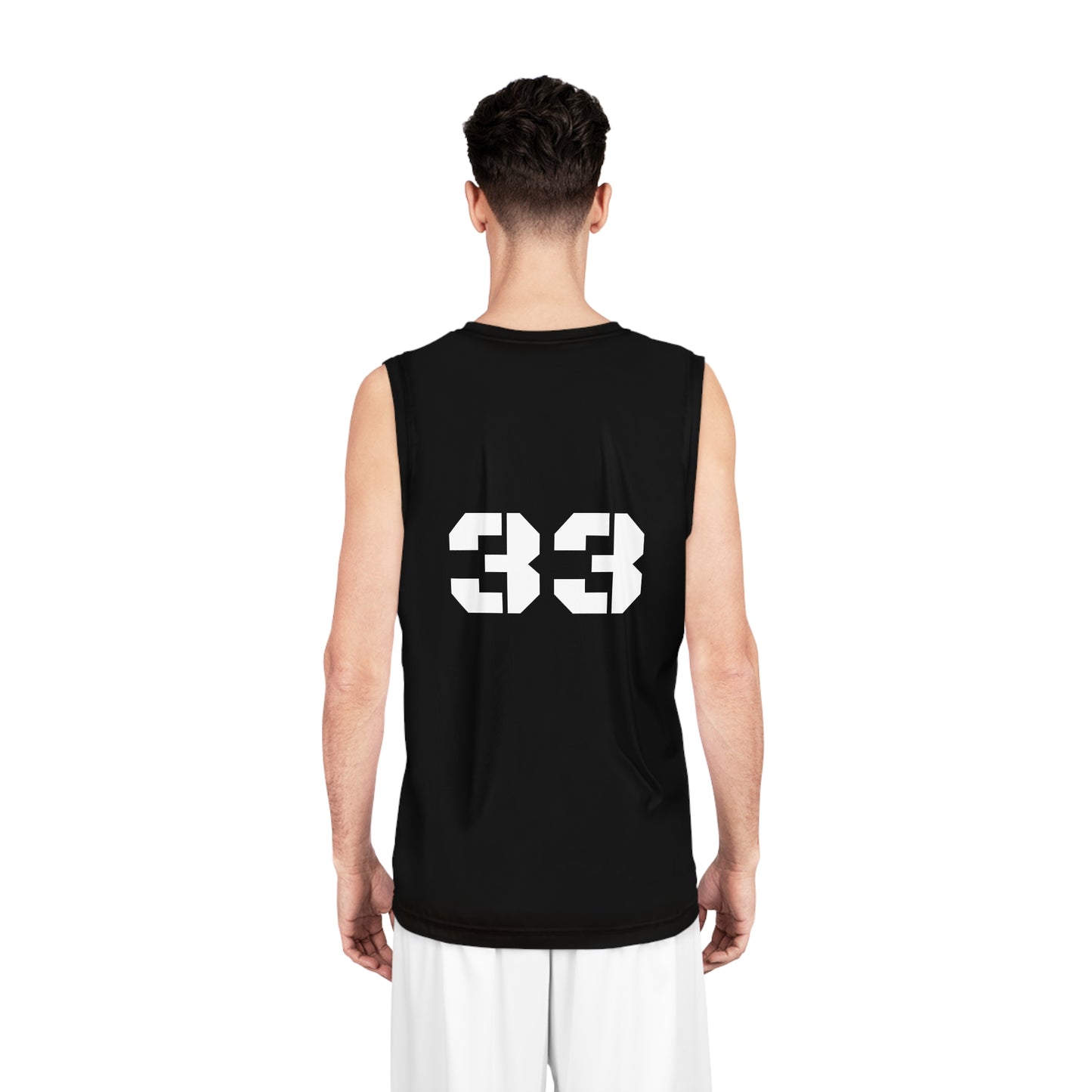 Agent 33 FatCap Basketball Jersey — Black AOP Hoop Tank with Mascot Logo