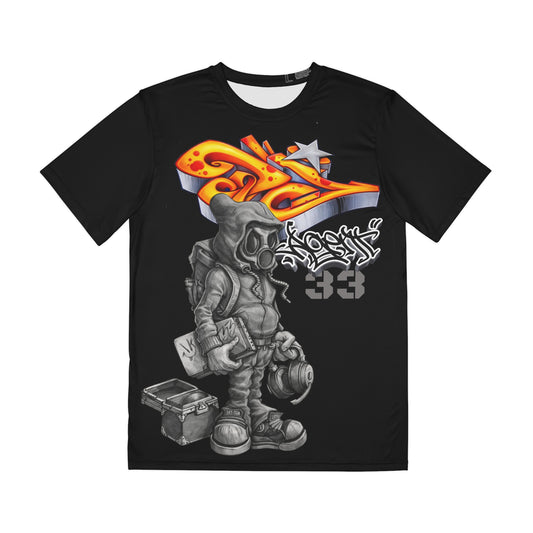Agent33 Streetwear Tee — Urban Graffiti Gas Mask Character Shirt