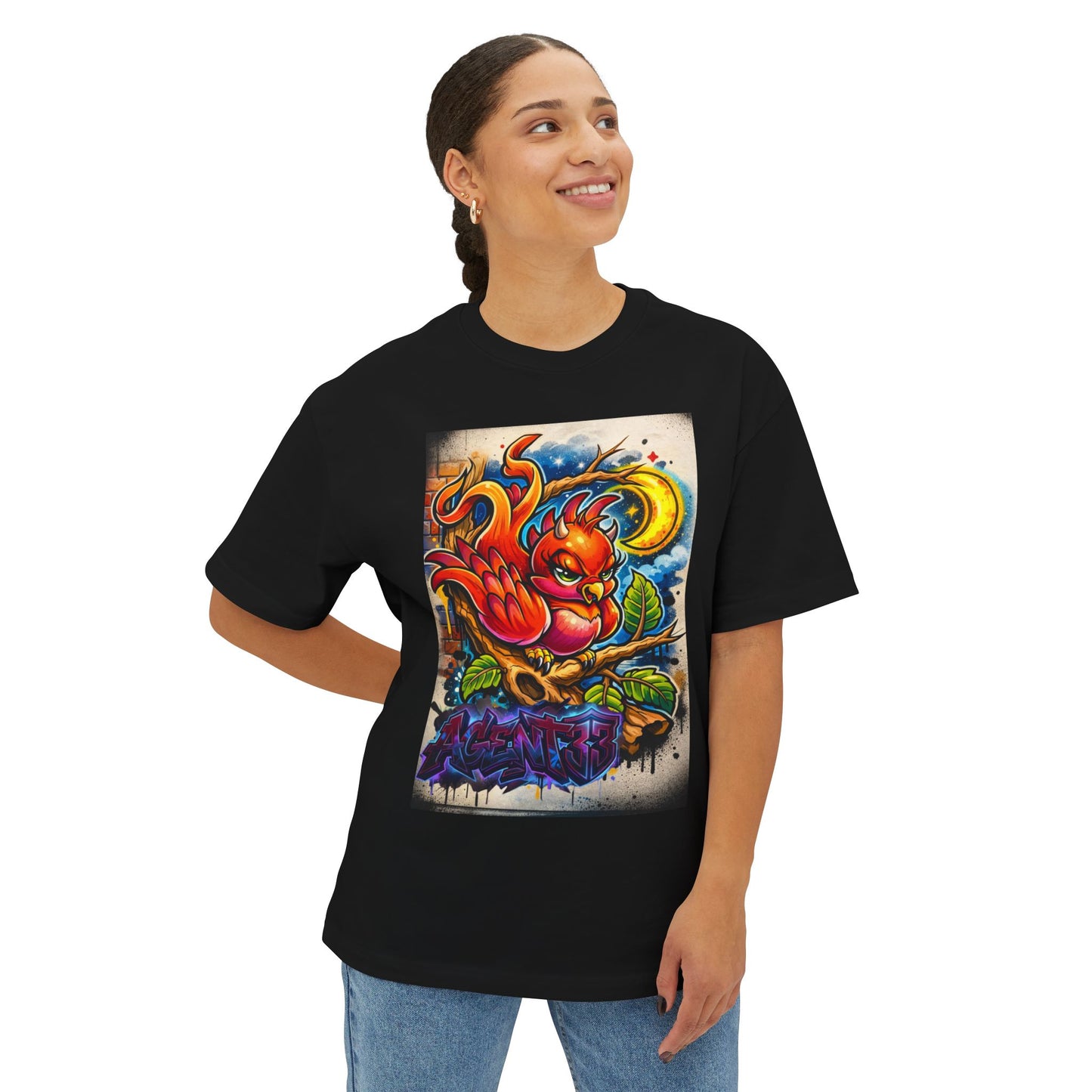 Street Art Cardinal Tee — Vibrant Graffiti Bird Graphic Shirt