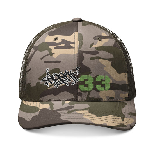 Camouflage Trucker Hat — Embroidered Graffiti '83 Military Cap
