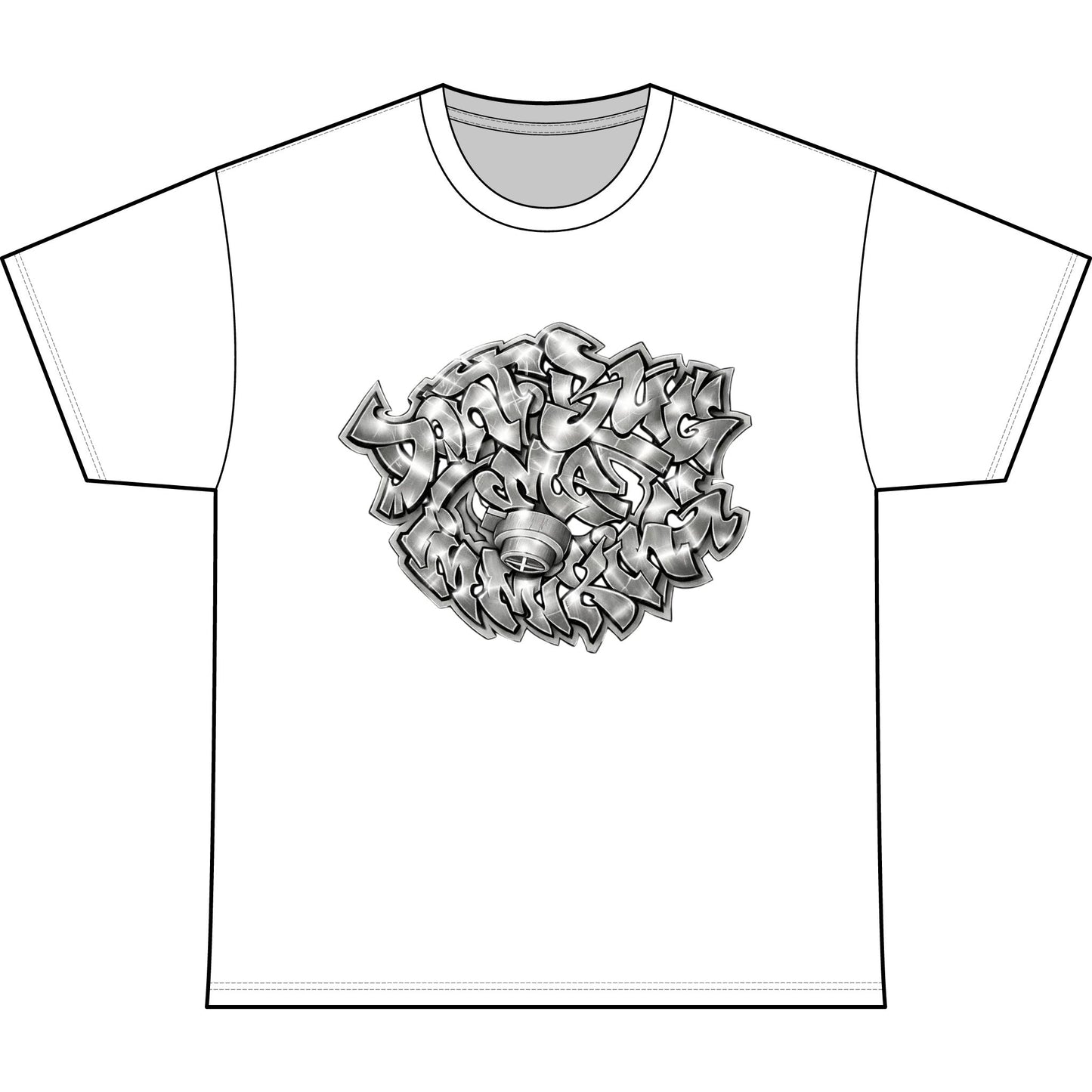 Graffiti Script Tee — Front Art with «Agent 33» Back Number